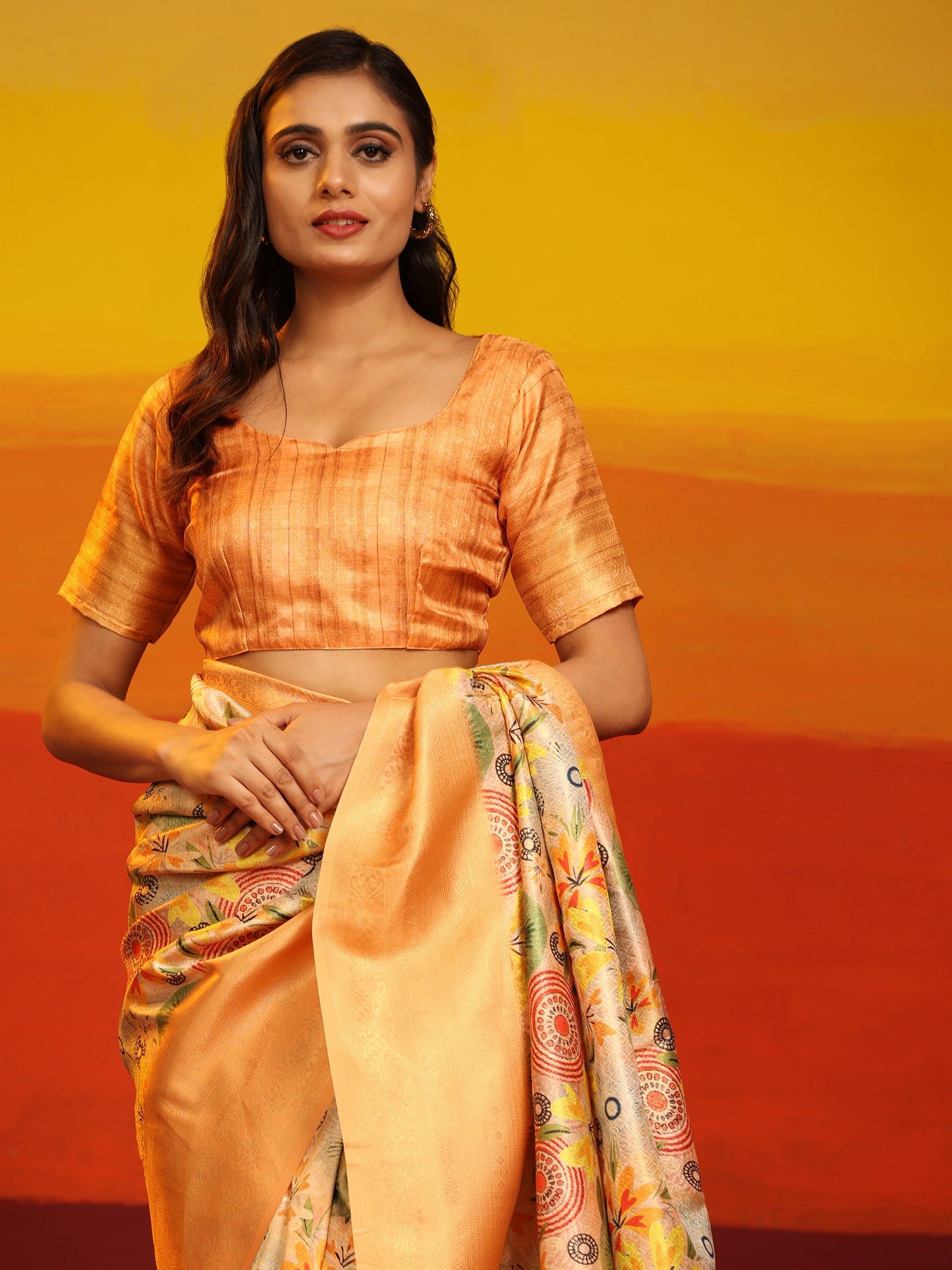 Kanchipuram Pattu Digital Print Silk Saree