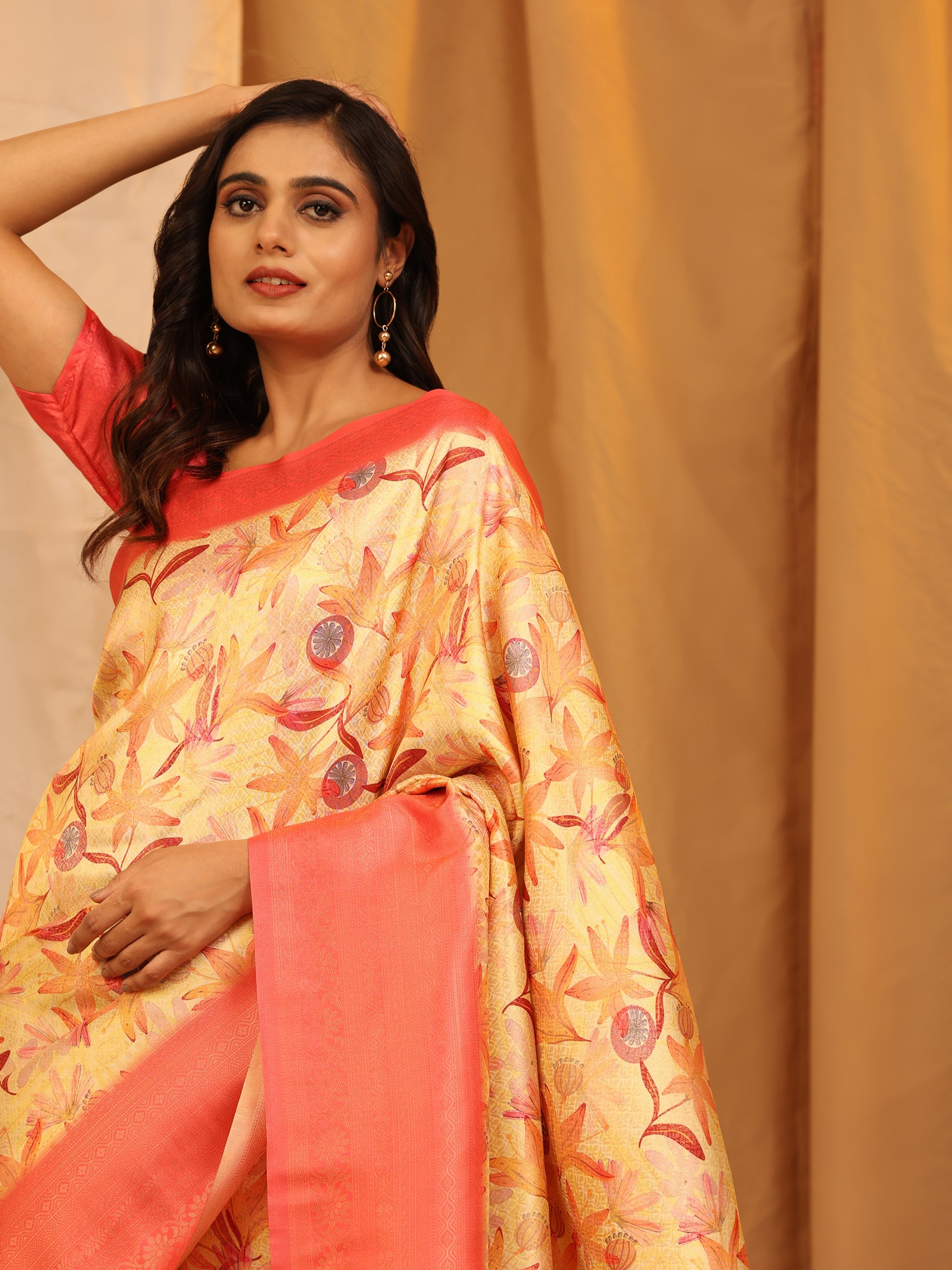 Kanchipuram Pattu Digital Print Silk Saree