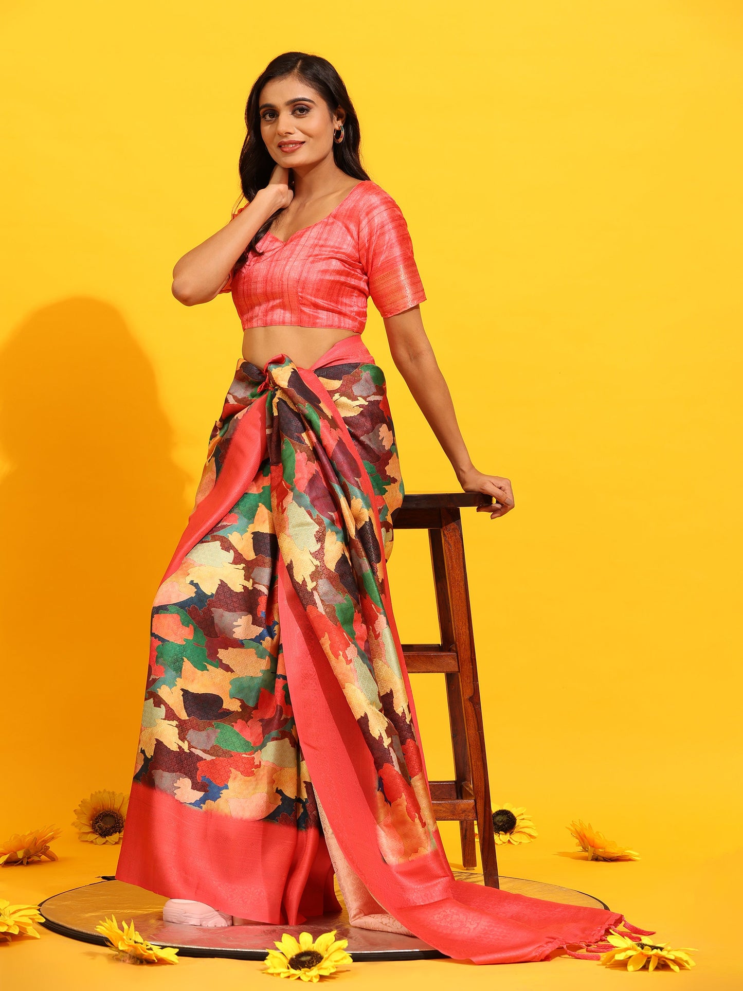 Kanchipuram Pattu Digital Print Silk Saree