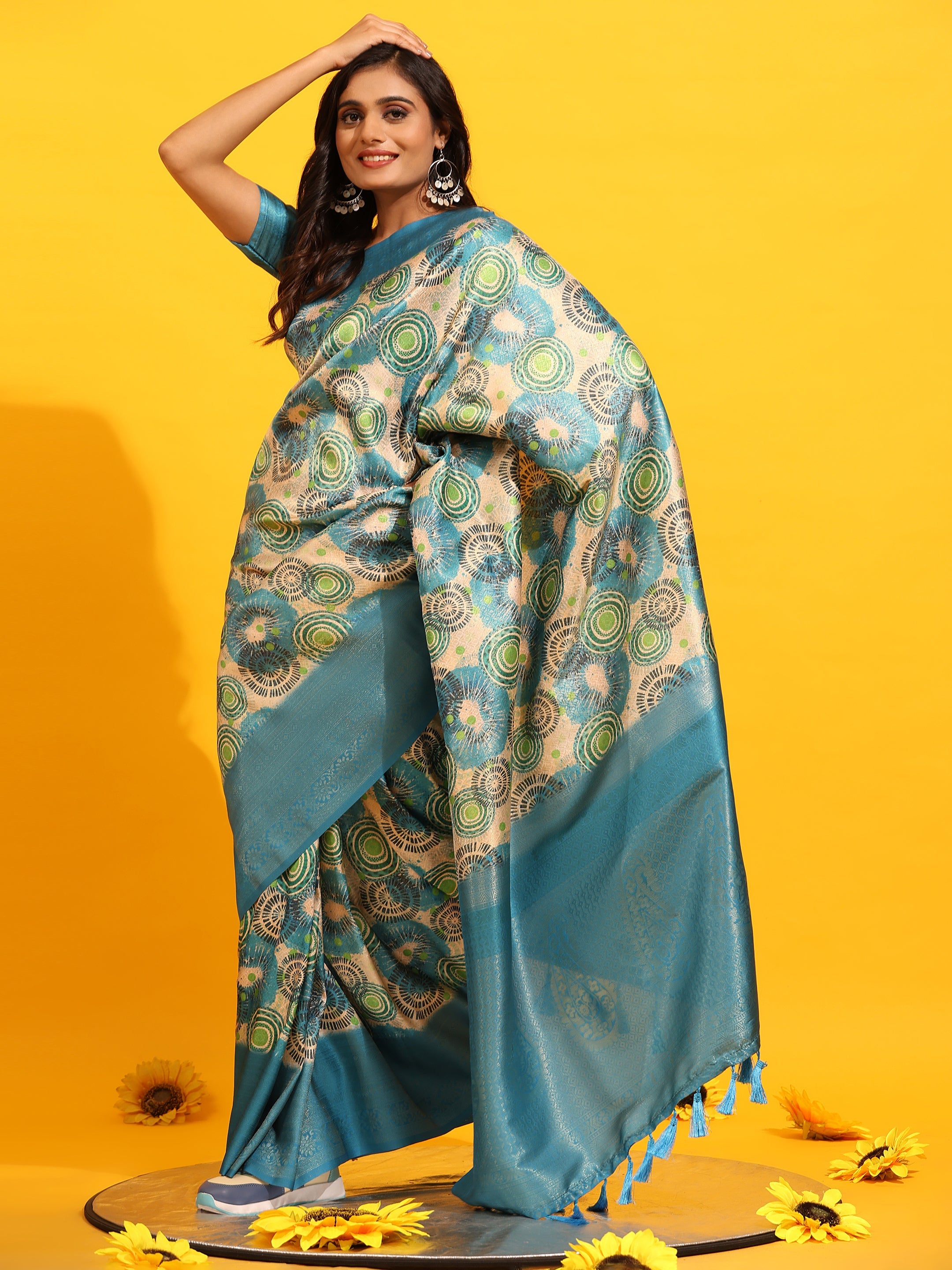 Kanchipuram Pattu Digital Print Silk Saree