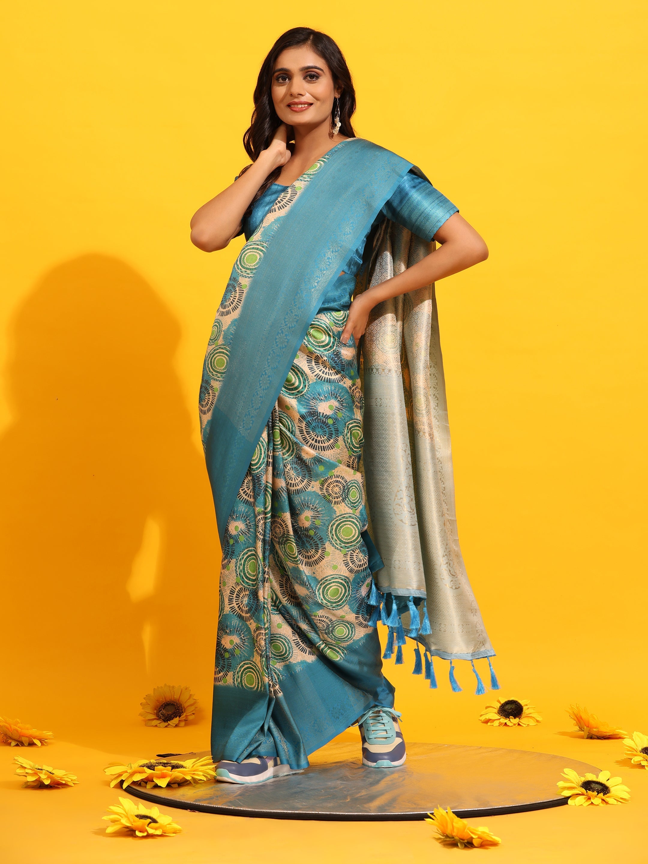 Kanchipuram Pattu Digital Print Silk Saree