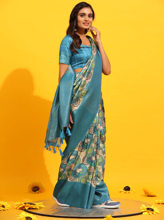 Kanchipuram Pattu Digital Print Silk Saree