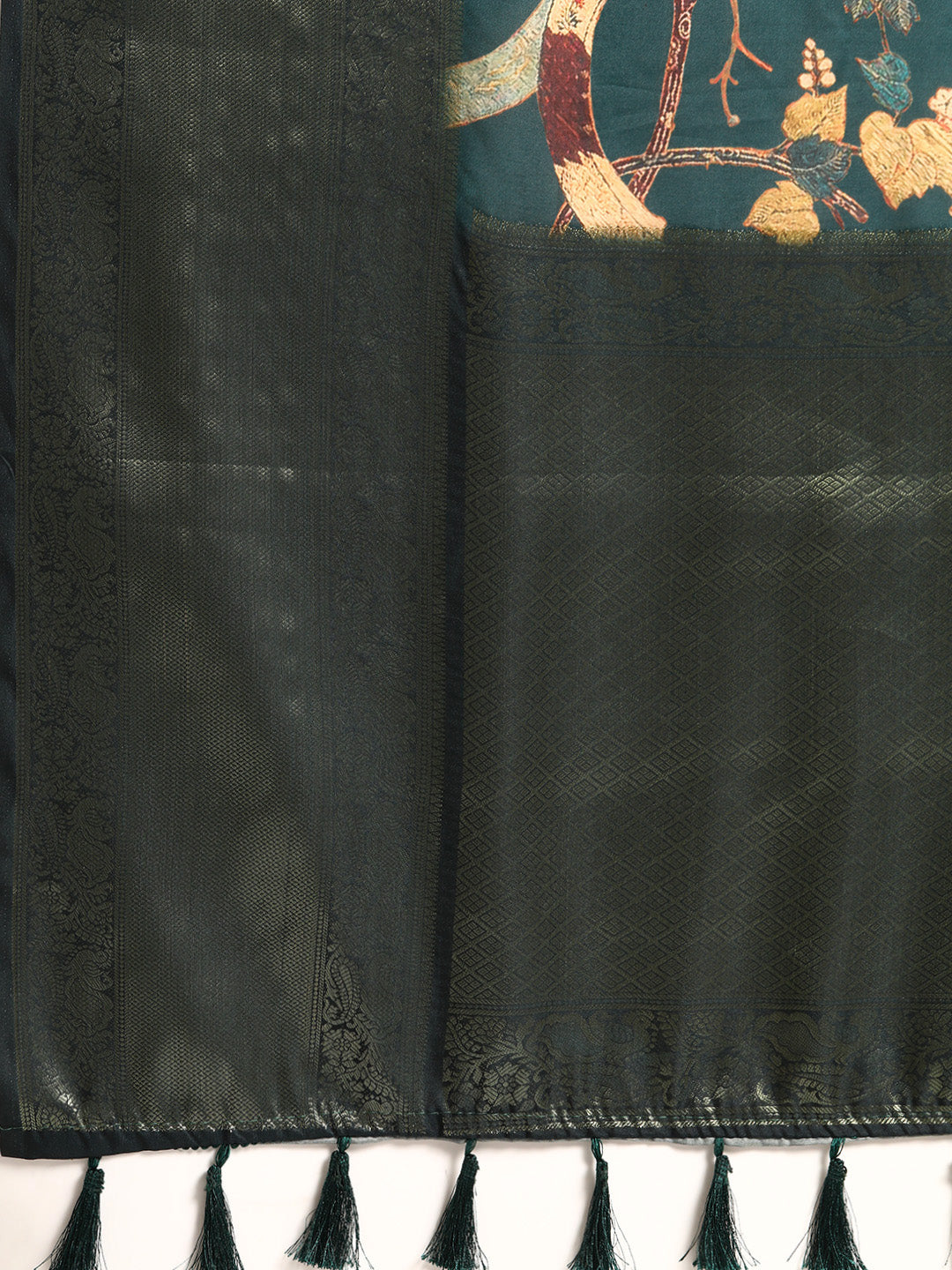 Kanchipuram Pattu Silk Floral Printed Zari Woven Border Saree