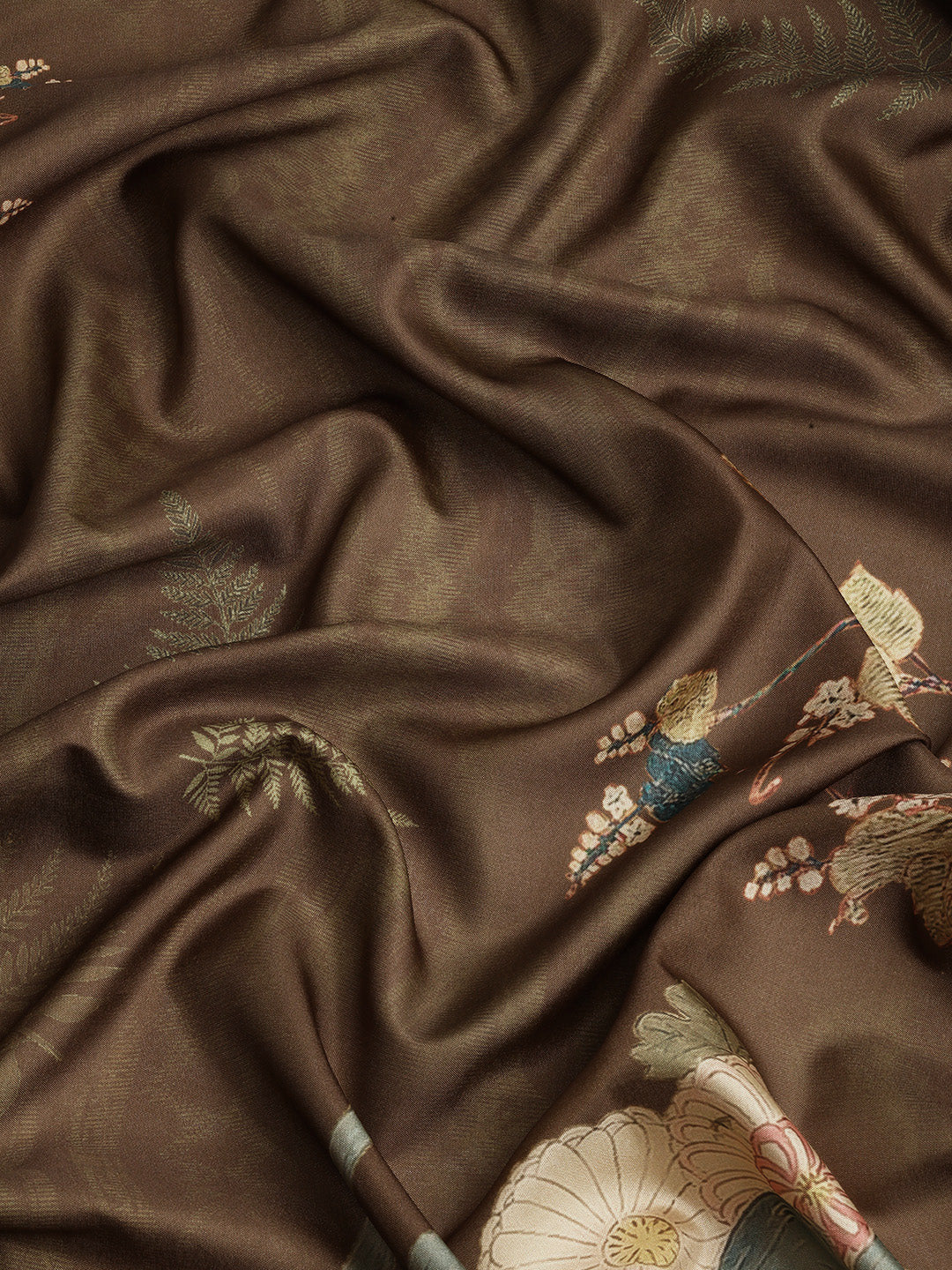 Kanchipuram Pattu Silk Floral Printed Zari Woven Border Saree