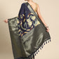 Kanchipuram Pattu Silk Floral Printed Zari Woven Border Saree