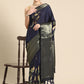 Kanchipuram Pattu Silk Floral Printed Zari Woven Border Saree