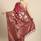 Kanchipuram Pattu Silk Floral Printed Zari Woven Border Saree