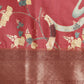 Kanchipuram Pattu Silk Floral Printed Zari Woven Border Saree