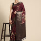 Kanchipuram Pattu Silk Floral Printed Zari Woven Border Saree