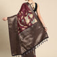 Kanchipuram Pattu Silk Floral Printed Zari Woven Border Saree