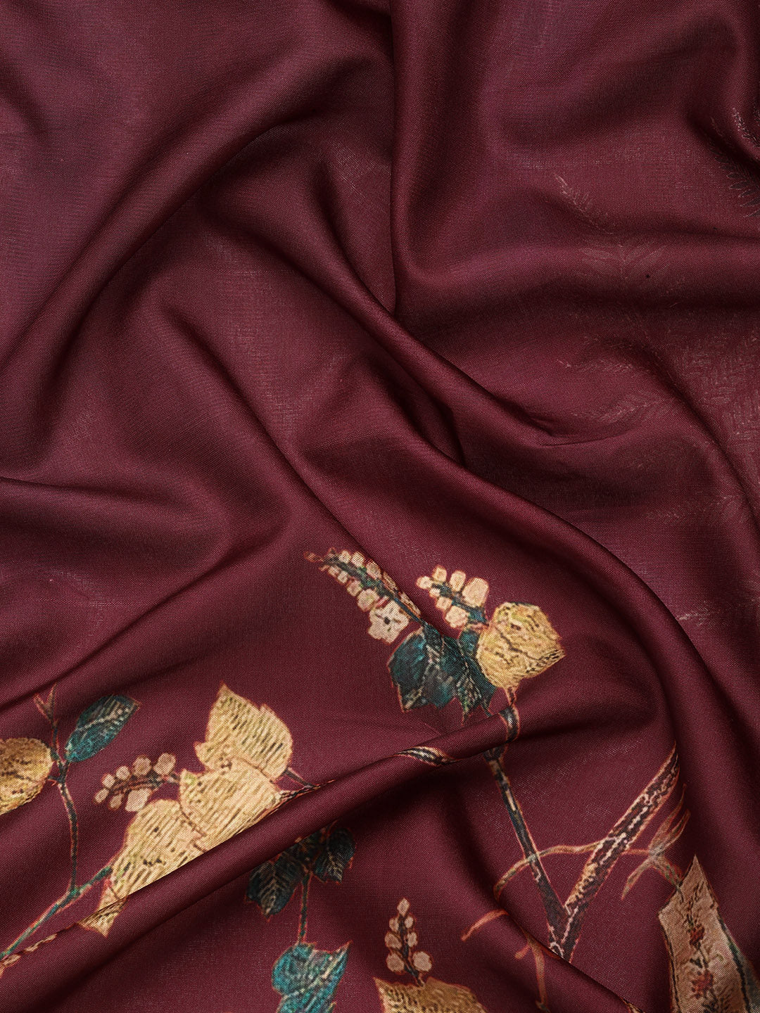 Kanchipuram Pattu Silk Floral Printed Zari Woven Border Saree