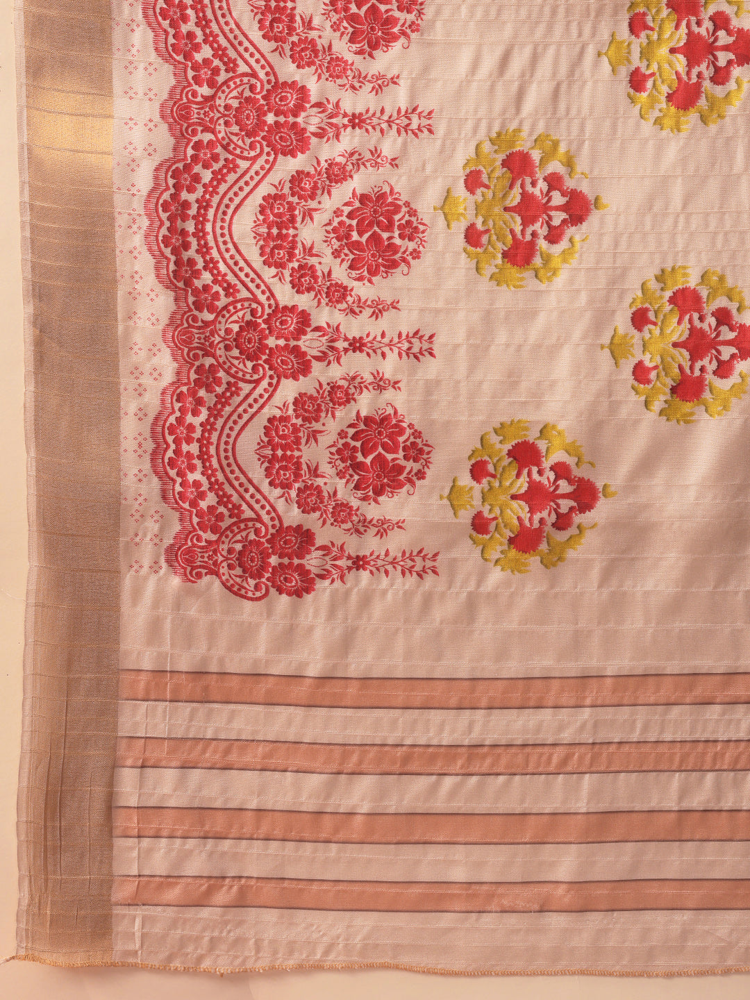 Banarasi Kotha Digital Printed Saree With Zari Border