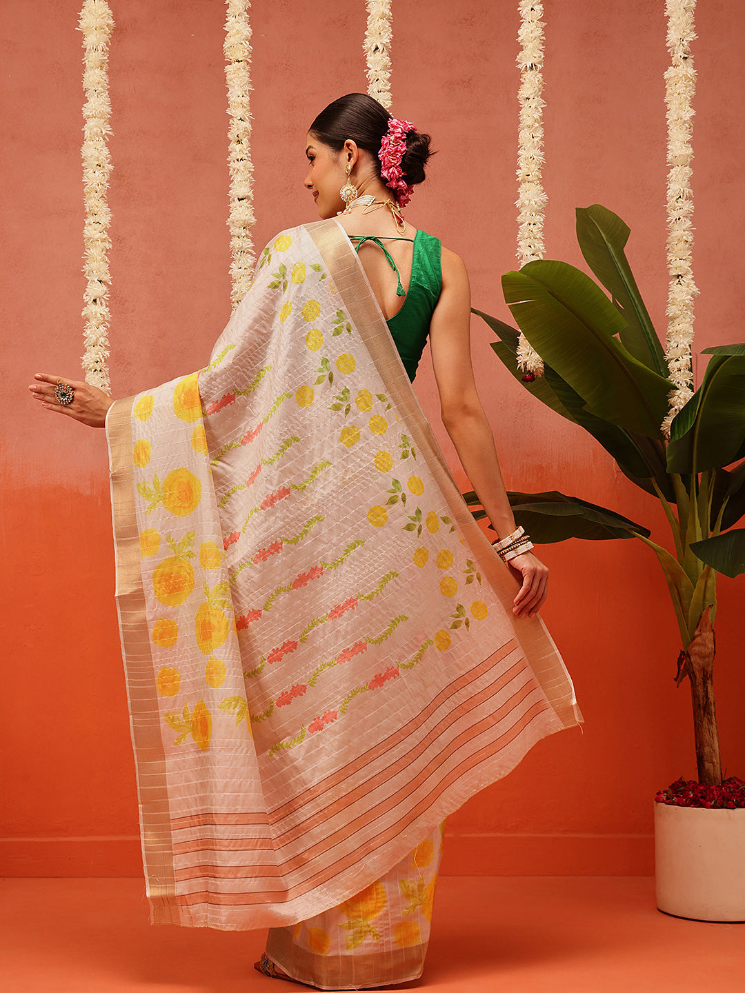 Banarasi Kotha Digital Printed Saree With Zari Border
