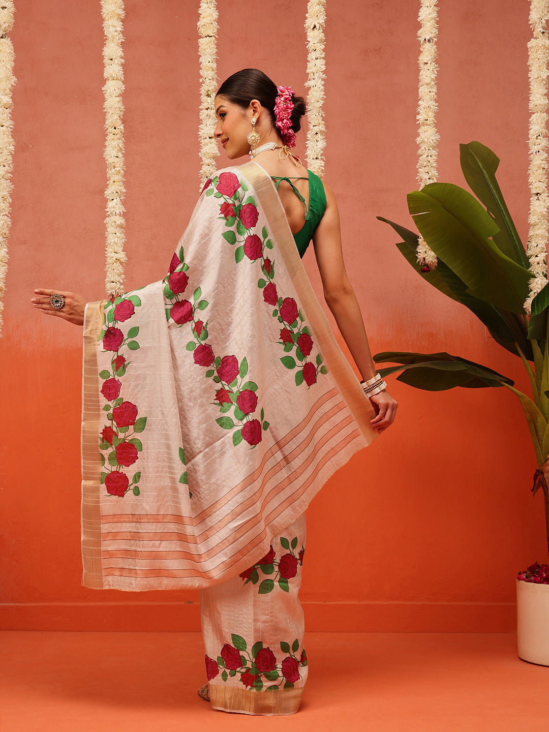 Banarasi Kotha Digital Printed Saree With Zari Border