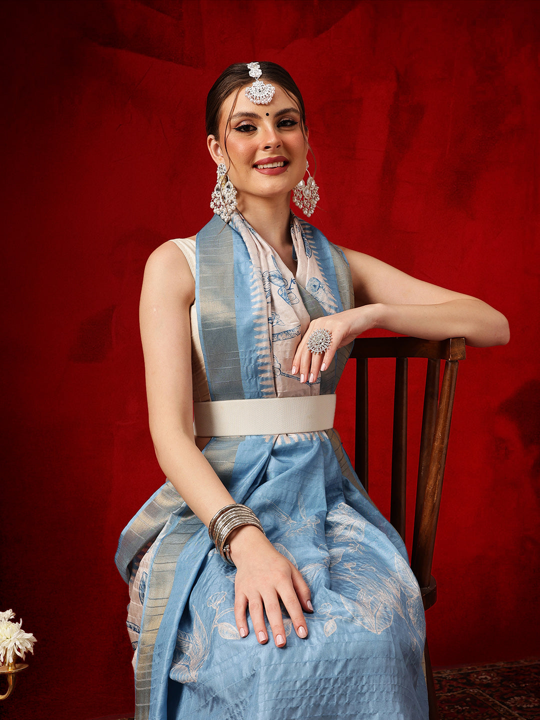 Banarasi Kotha Digital Printed Saree With Zari Border