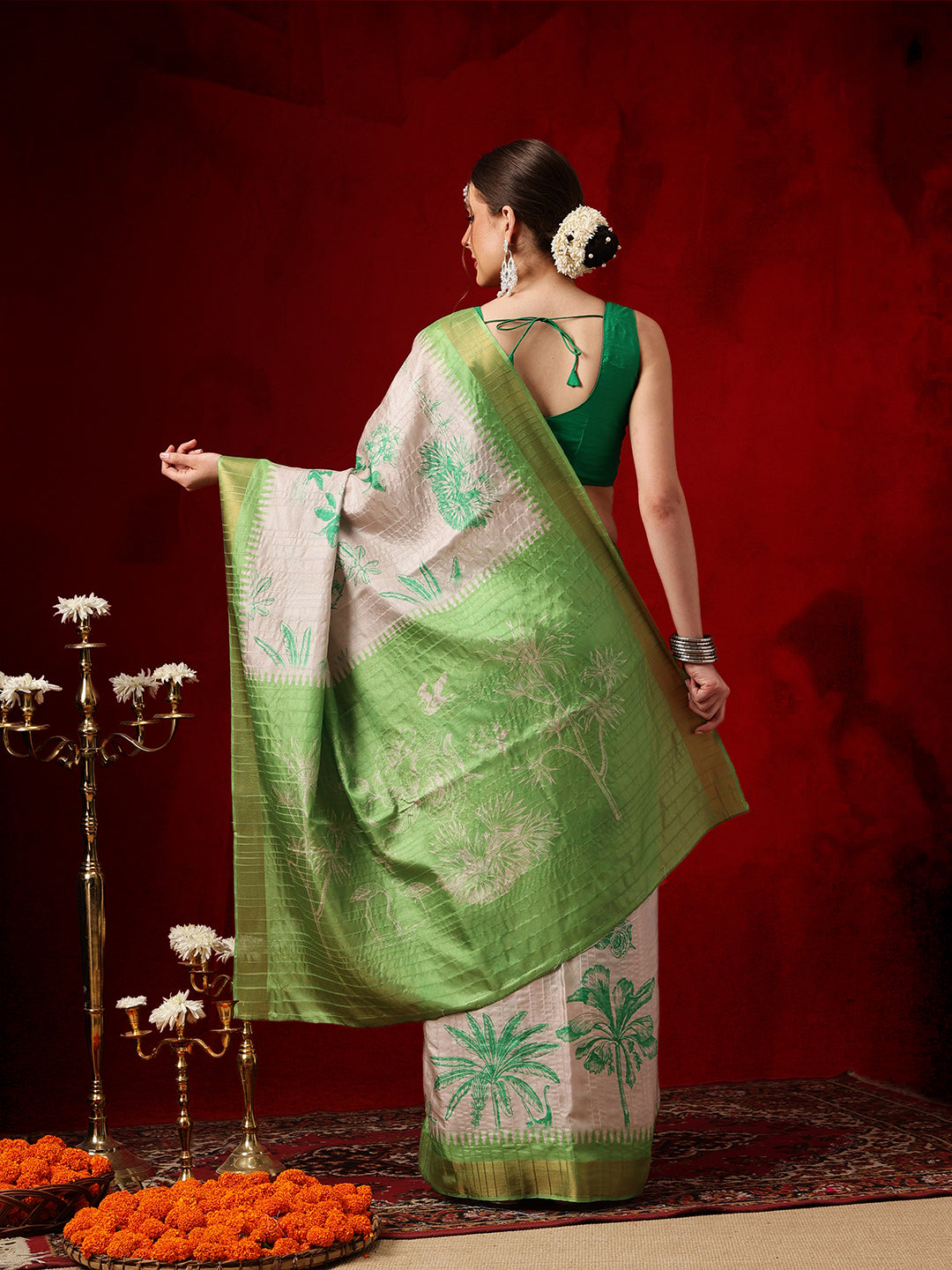 Banarasi Kotha Digital Printed Saree With Zari Border