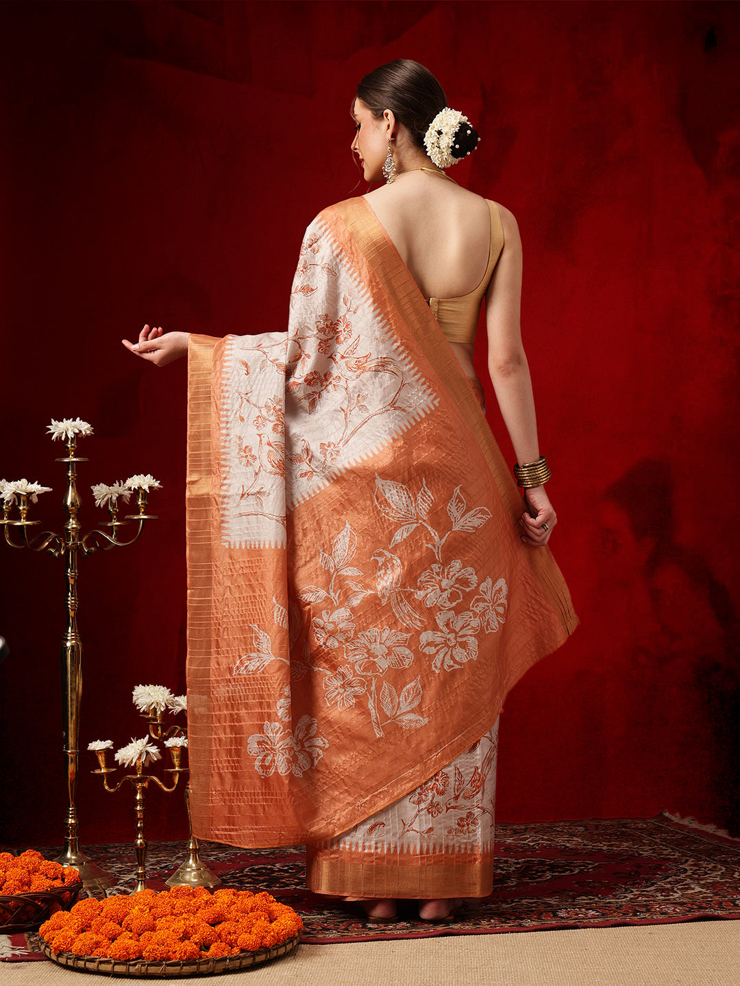 Banarasi Kotha Digital Printed Saree With Zari Border