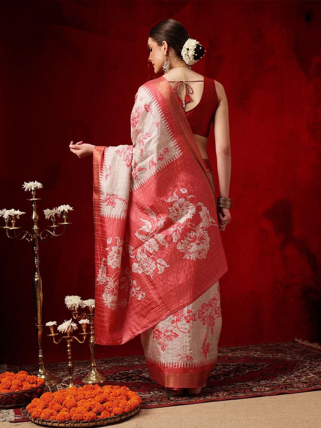 Banarasi Kotha Digital Printed Saree With Zari Border