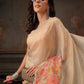 Kota Doria Tissue Silk Printed Saree With Cutwork Border
