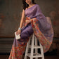 Kota Doria Tissue Silk Printed Saree With Cutwork Border