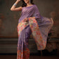 Kota Doria Tissue Silk Printed Saree With Cutwork Border