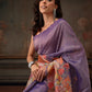 Kota Doria Tissue Silk Printed Saree With Cutwork Border