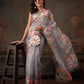 Kota Doria Tissue Silk Printed Saree With Cutwork Border