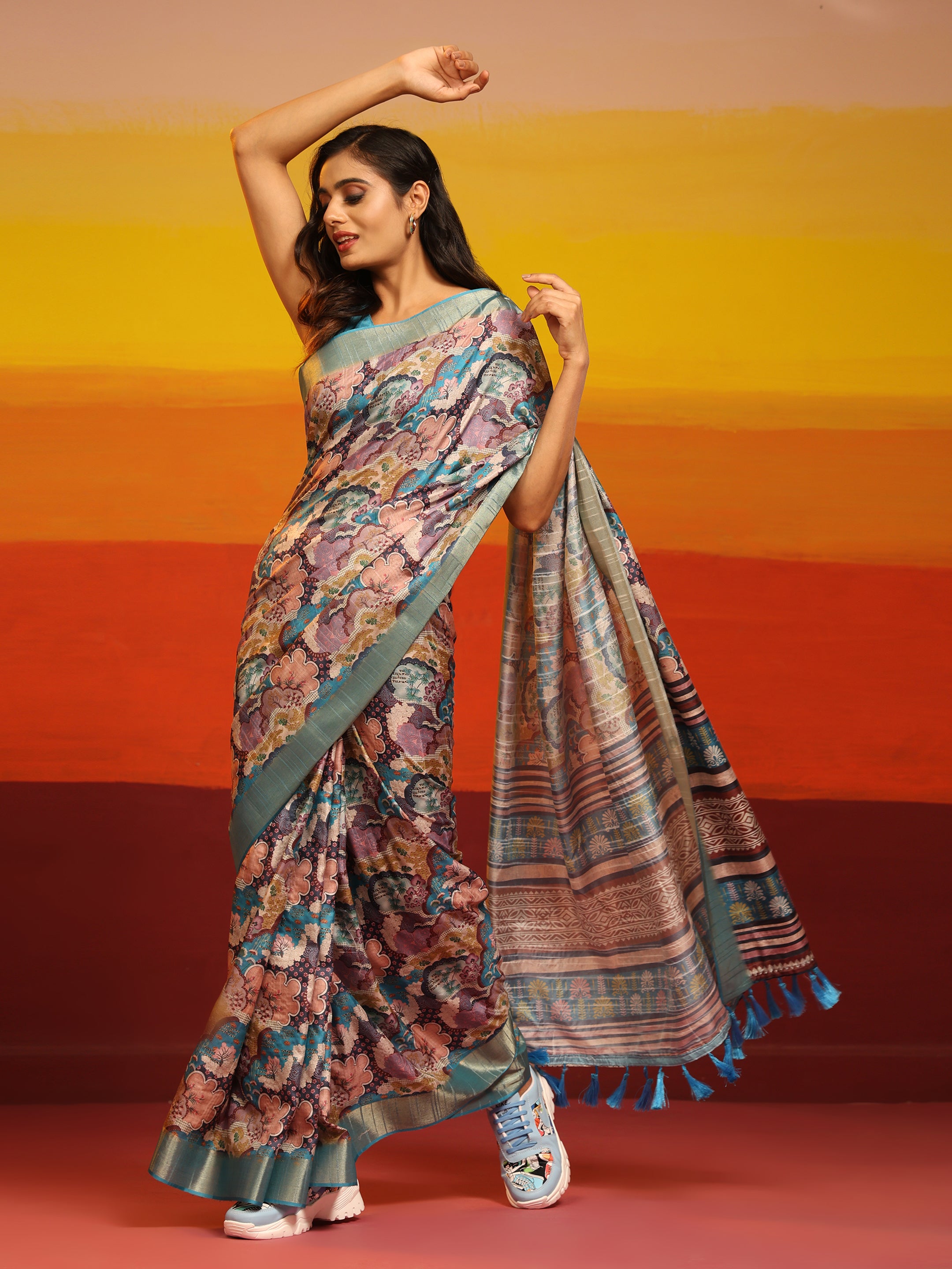 Kanchipuram Pattu Digital Print Silk Saree