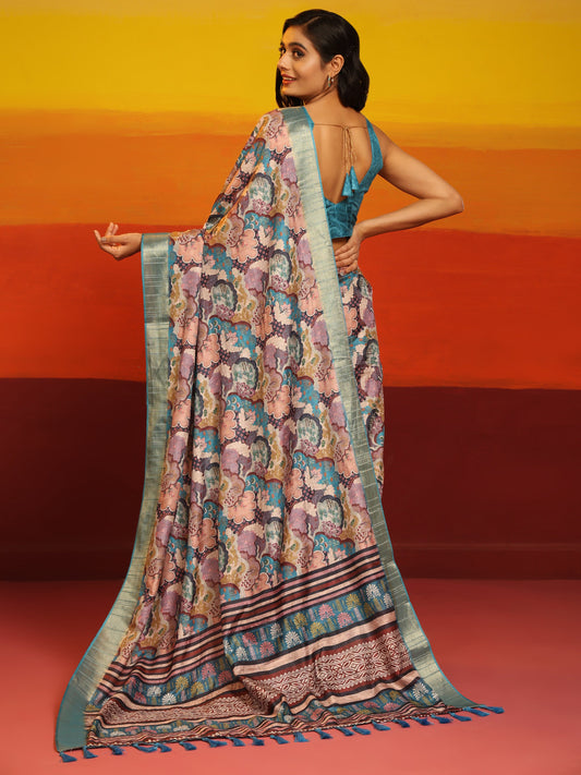 Kanchipuram Pattu Digital Print Silk Saree