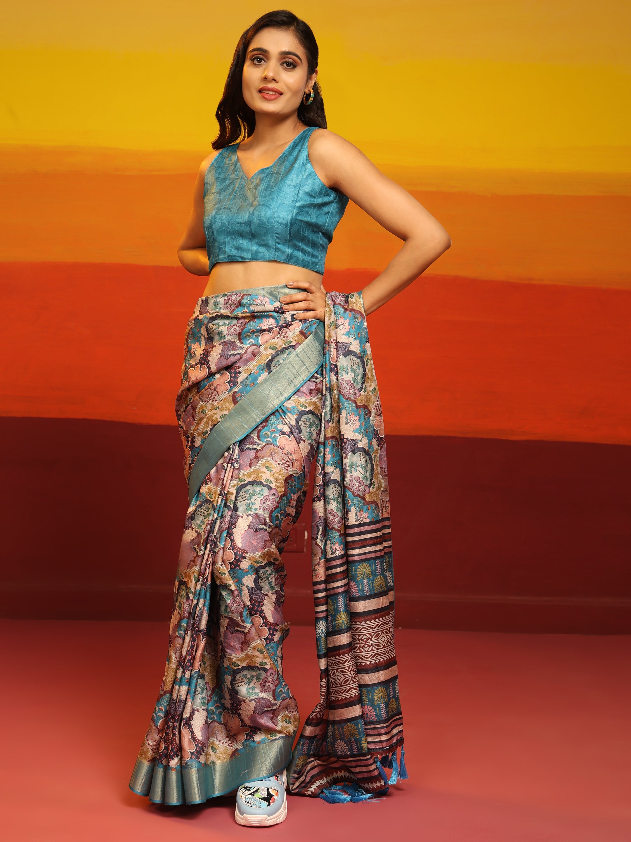 Kanchipuram Pattu Digital Print Silk Saree