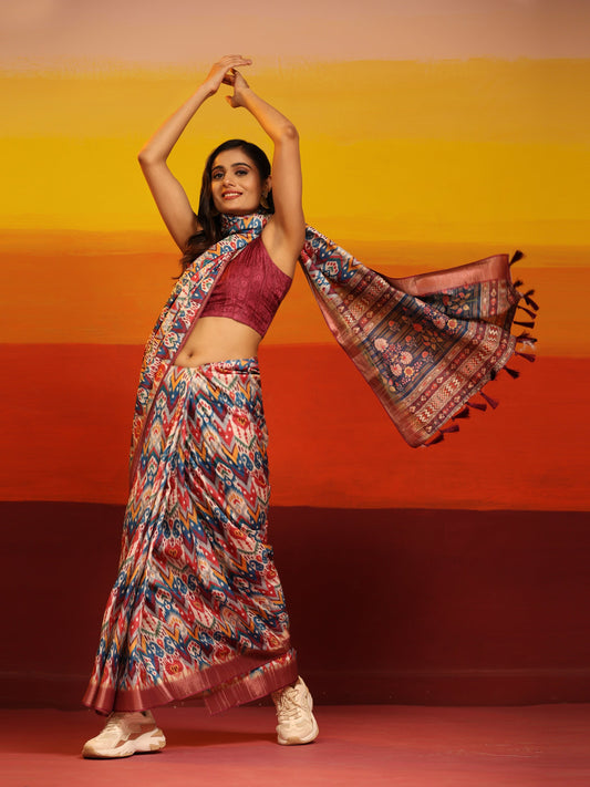 Kanchipuram Pattu Digital Print Silk Saree