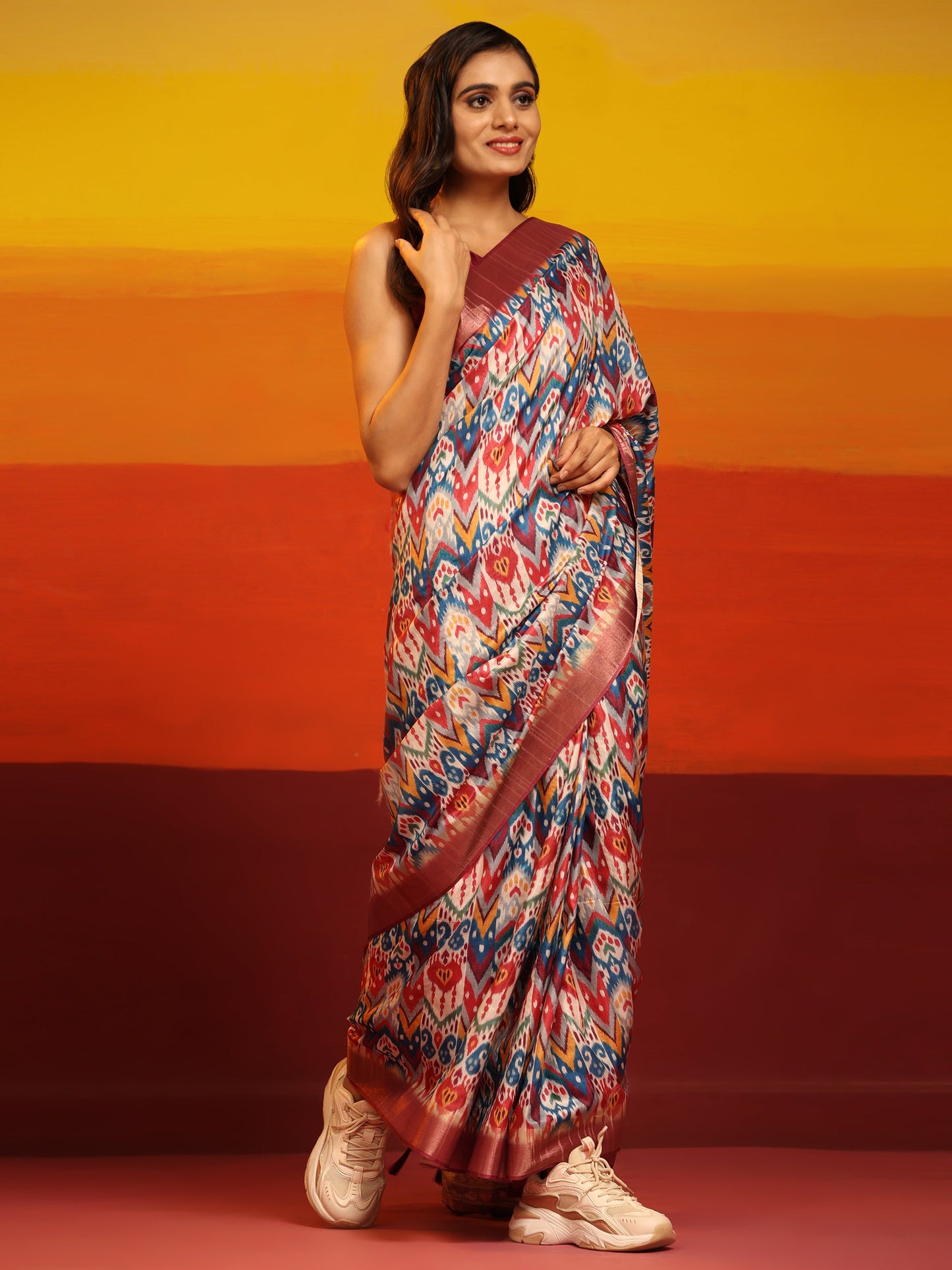Kanchipuram Pattu Digital Print Silk Saree