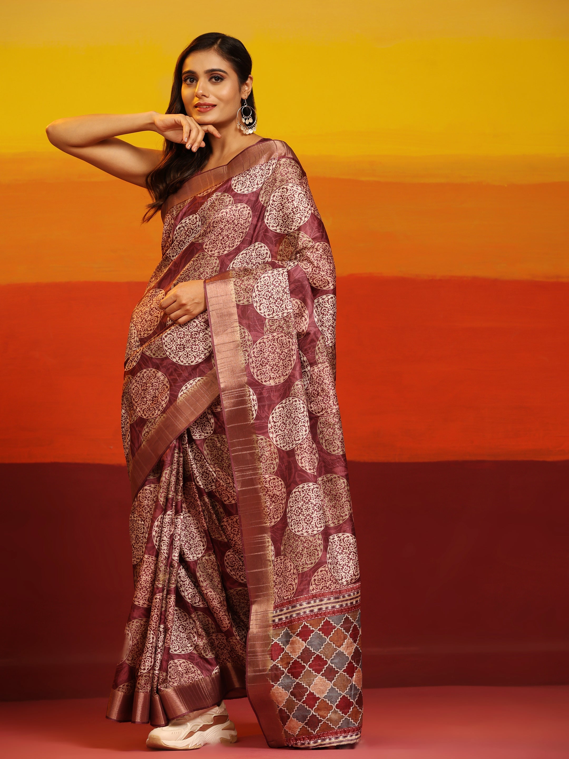 Kanchipuram Pattu Digital Print Silk Saree