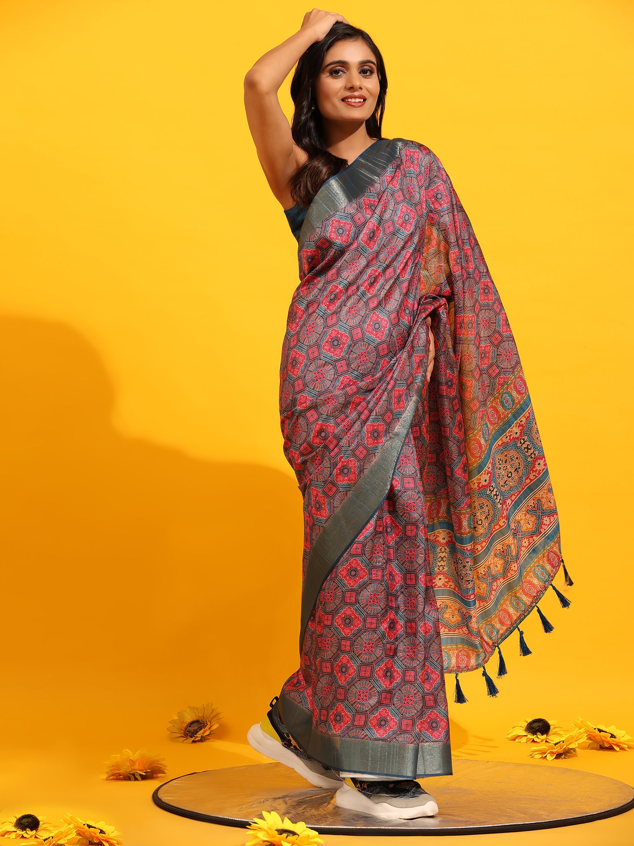 Kanchipuram Pattu Digital Print Silk Saree