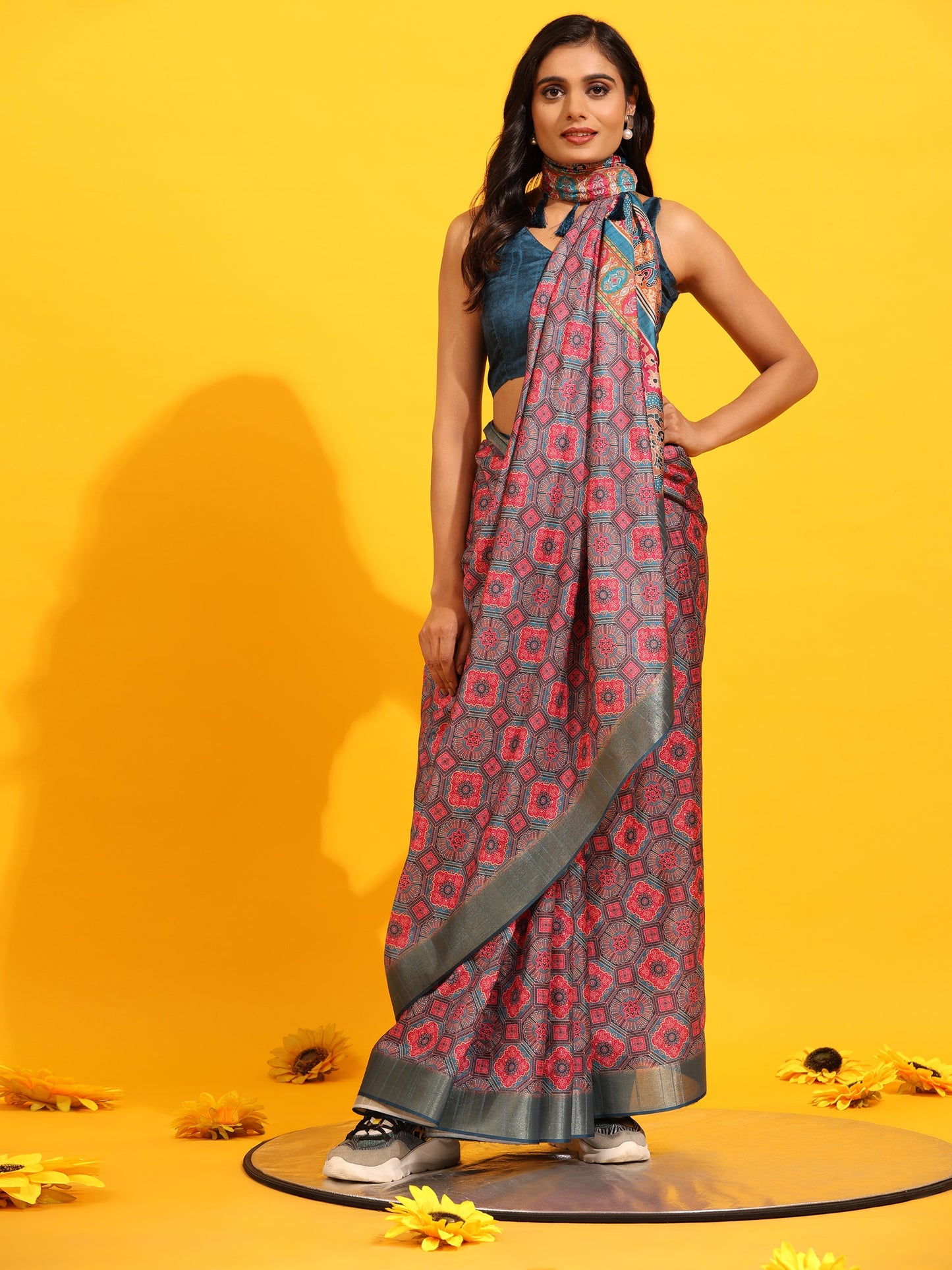 Kanchipuram Pattu Digital Print Silk Saree