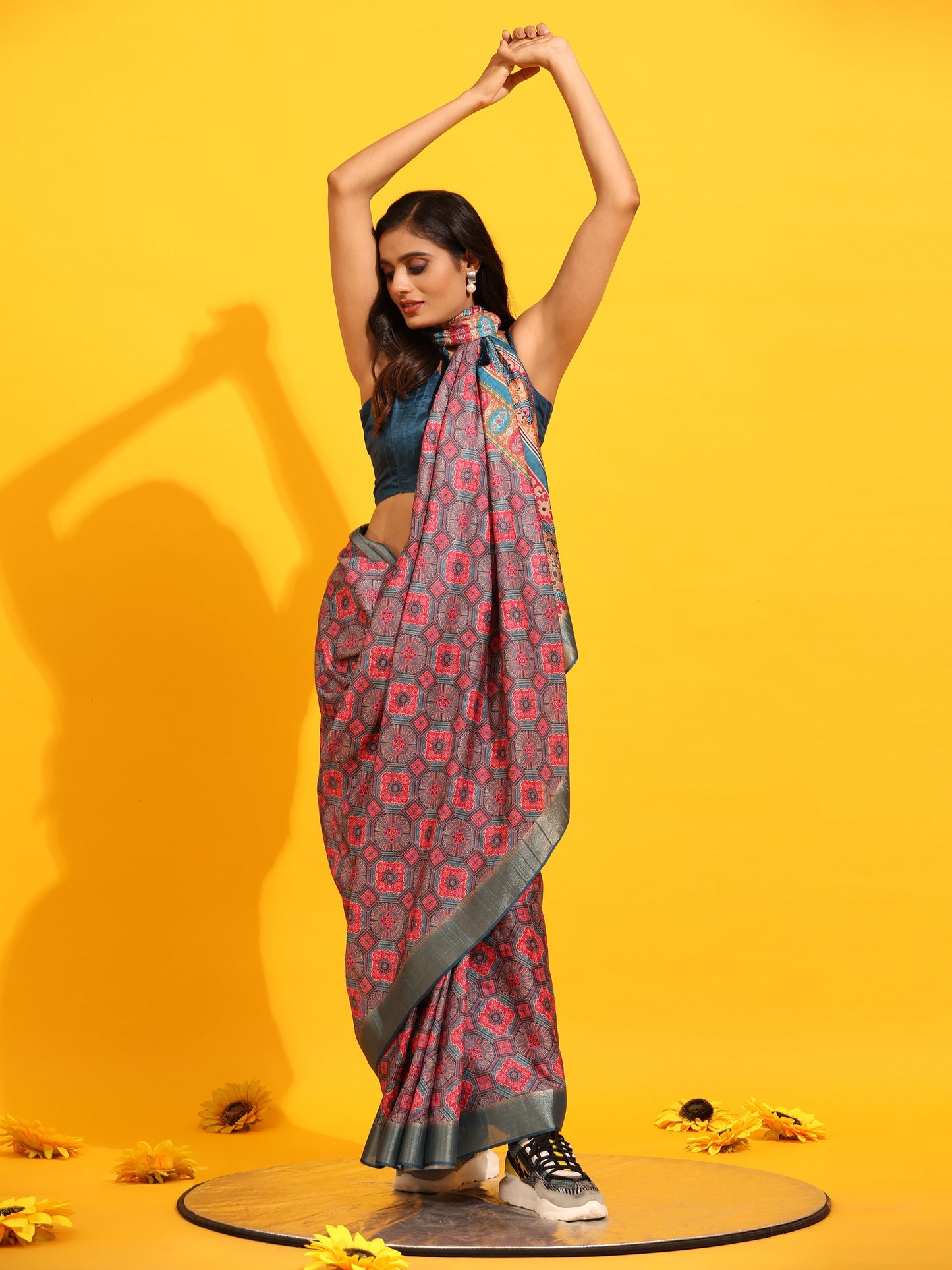 Kanchipuram Pattu Digital Print Silk Saree