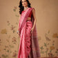Digital Printed Tusser Silk Saree With Zari Tipki Woven Border & Pallu Blouse