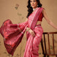 Digital Printed Tusser Silk Saree With Zari Tipki Woven Border & Pallu Blouse