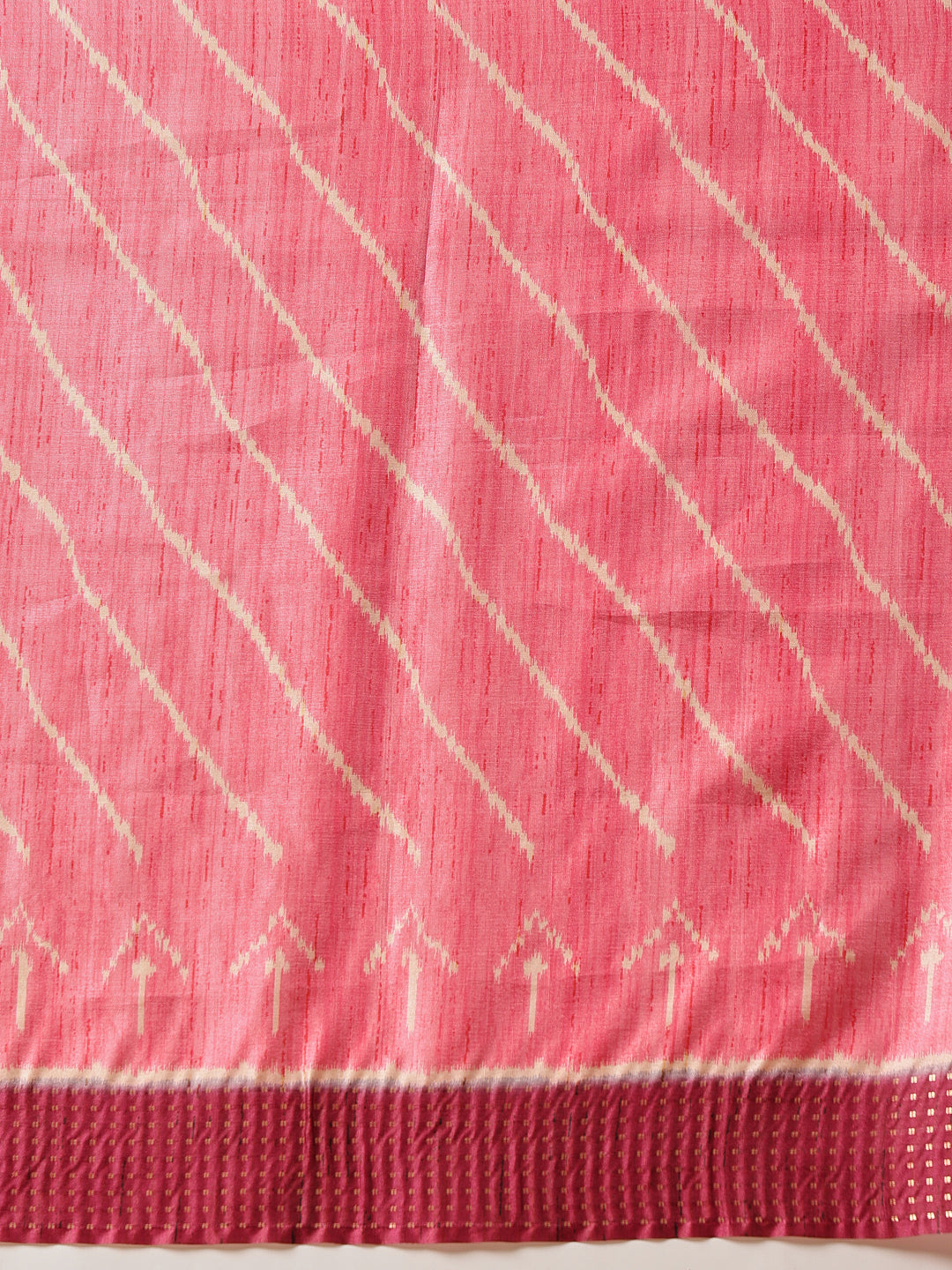 Digital Printed Tusser Silk Saree With Zari Tipki Woven Border & Pallu Blouse