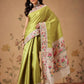 Digital Printed Tusser Silk Saree With Zari Tipki Woven Border & Pallu Blouse