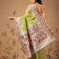 Digital Printed Tusser Silk Saree With Zari Tipki Woven Border & Pallu Blouse