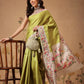 Digital Printed Tusser Silk Saree With Zari Tipki Woven Border & Pallu Blouse