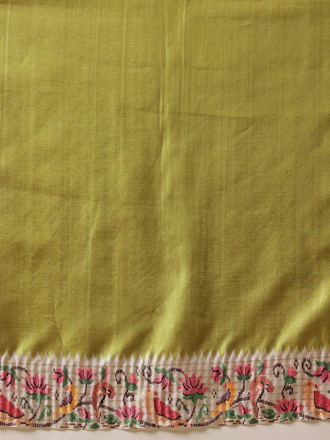 Digital Printed Tusser Silk Saree With Zari Tipki Woven Border & Pallu Blouse