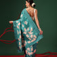 Digital Printed Tusser Silk Saree With Zari Tipki Woven Border & Pallu Blouse