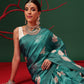 Digital Printed Tusser Silk Saree With Zari Tipki Woven Border & Pallu Blouse