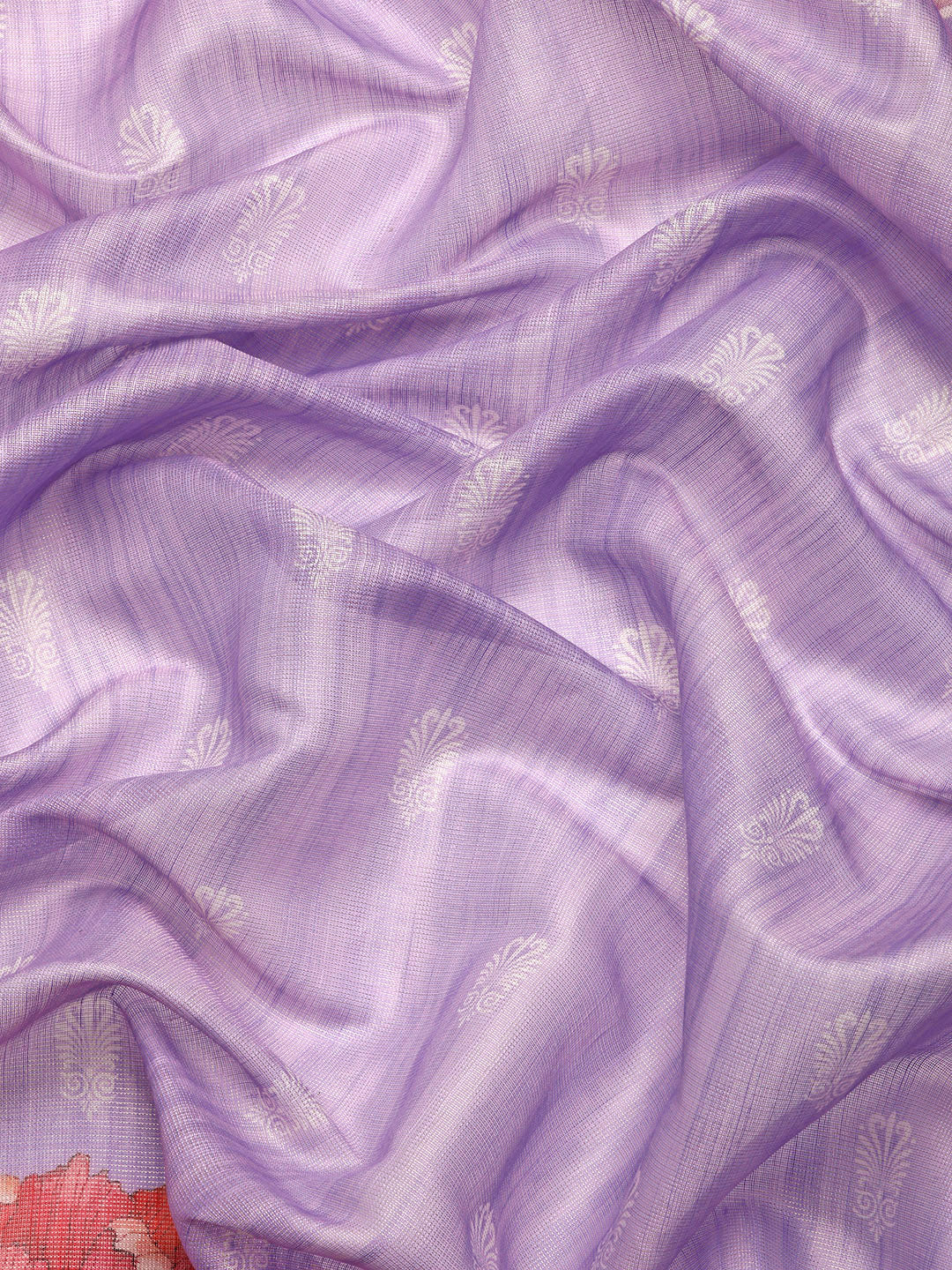 Women's Cotton Blend Floral Print Saree
