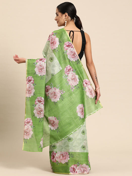 Women's Cotton Blend Floral Print Saree
