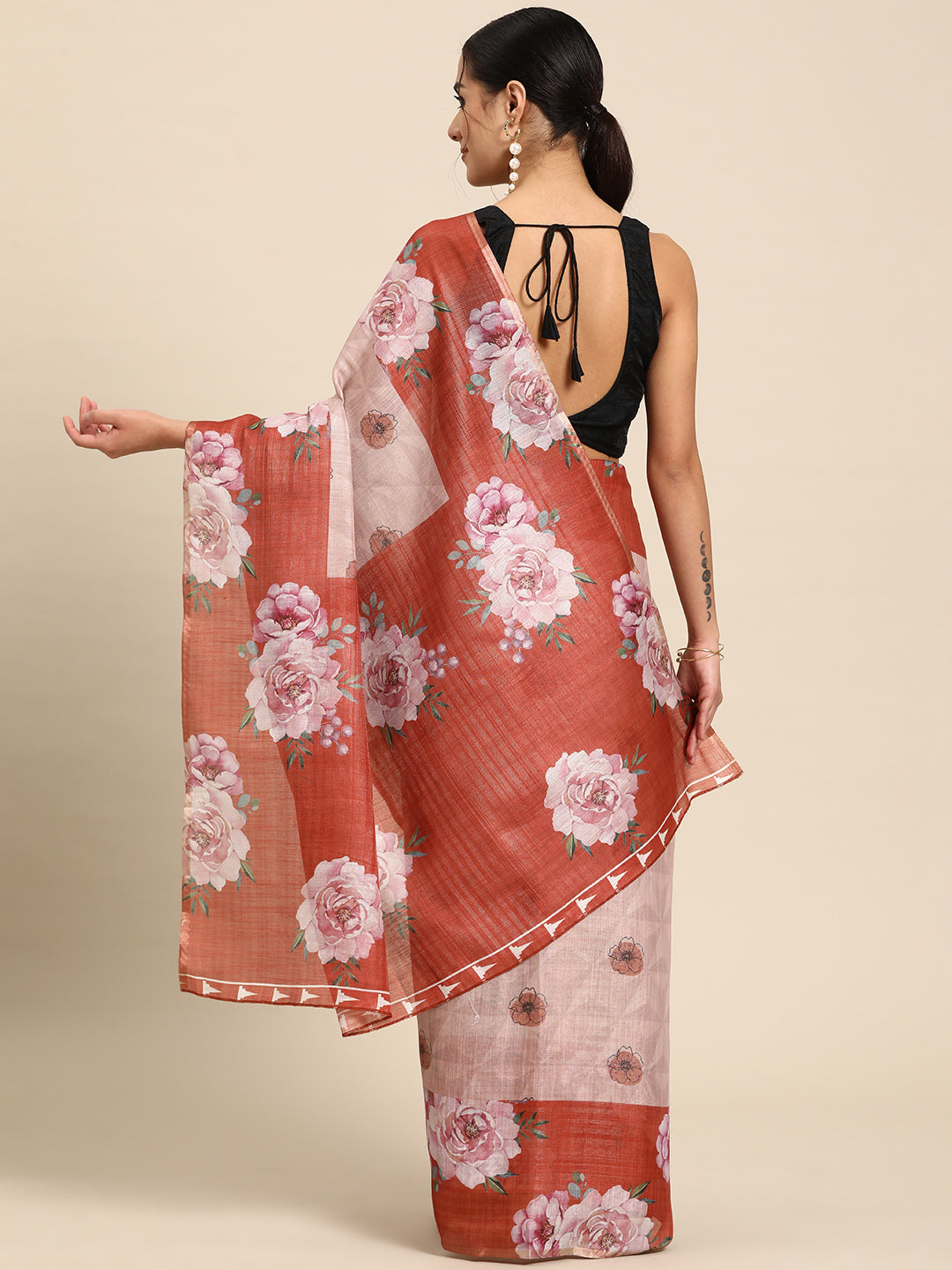 Women's Cotton Blend Floral Print Saree