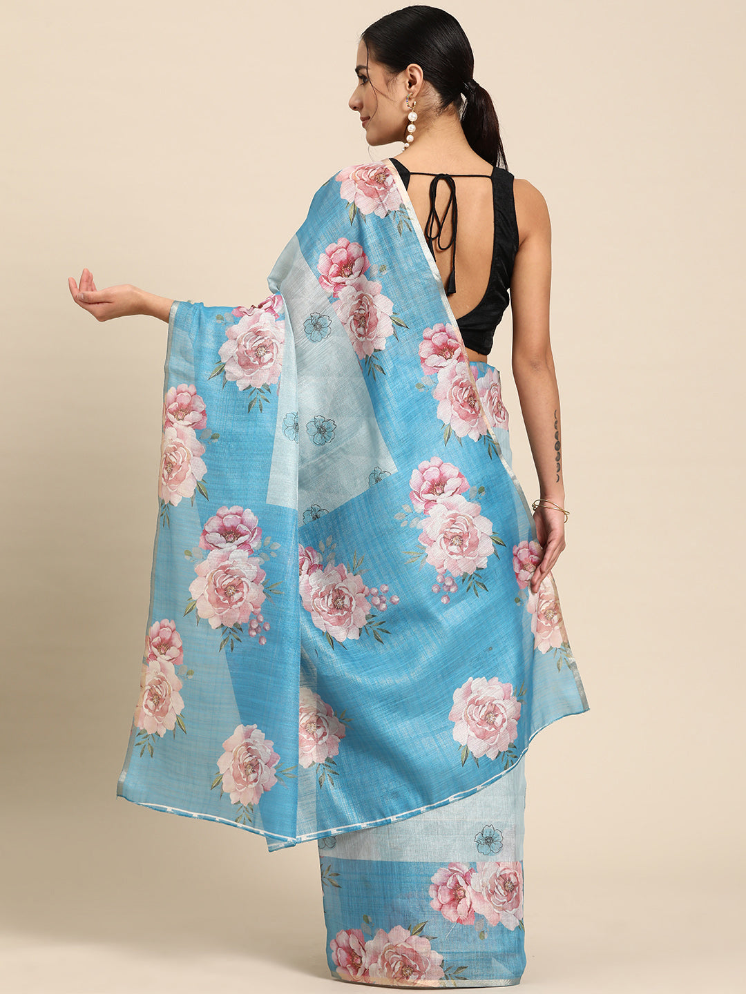 Women's Cotton Blend Floral Print Saree