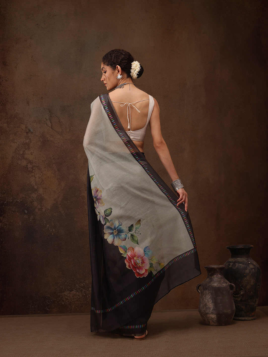 Cotton Blend Floral Printed Saree